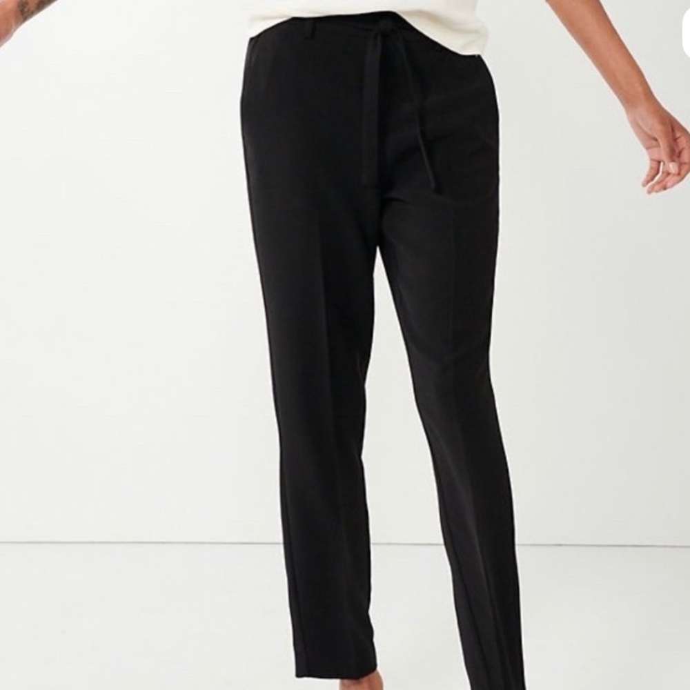 Nine West Black Straight Leg Tie Waist Pants